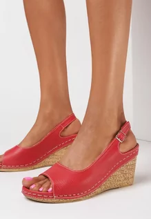 Sandały damskie - Czerwone Sandały Alethreasi - grafika 1