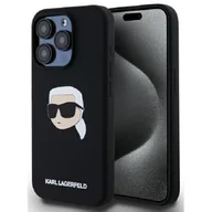 Etui i futerały do telefonów - Etui KARL LAGERFELD Silicone Karl Head Print MagSafe do Apple iPhone 15 Pro Czarny - miniaturka - grafika 1