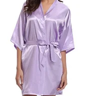 Szlafroki damskie - Szlafrok satynowy - Lawendowy M - miniaturka - grafika 1