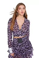 Koszule damskie - Trendyol Damska koszula podstawowa z kołnierzykiem tkana koszula, Fioletowo-wielobarwny, 40 - miniaturka - grafika 1