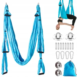 HAMAK YOGA NIEBIESKI DO JOGI CHUSTA SZARFA AKROBATYCZNA MOCNA - Czapki i chusty sportowe damskie - miniaturka - grafika 1