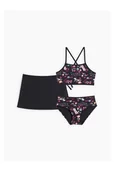 Stroje kąpielowe dla dziewczynek - bonprix Bikini + spódniczka (3 części) czarny - miniaturka - grafika 1