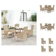 Fotele i krzesła ogrodowe - vidaXL 5-częściowy zestaw ogrodowy z poduszkami Beżowy rattan - krzesła ogrodowe - miniaturka - grafika 1