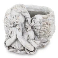 Donice - Osłonka doniczka anioł szara ceramika 15x17x20 - miniaturka - grafika 1
