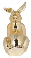 Figurki dekoracyjne - Królik leżący ceramiczny duży, złoty, 15x20x23 cm - miniaturka - grafika 1