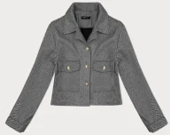 Kurtki damskie - Krótka kurtka w prążki z ozdobnymi guzikami szara (244002) - MADE IN ITALY - miniaturka - grafika 1