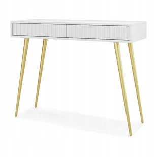 Toaletka Bello 104 cm biała ze złotymi nogami Selsey Design - Toaletki - miniaturka - grafika 1