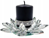 Świeczniki - ŚWIECZNIK LAMPION GLAMOUR KRYSZTAŁ LOTOS L srebrny JZ22752D - miniaturka - grafika 1
