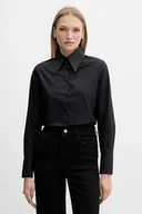 Koszule damskie - Silvian Heach koszula bawełniana MASKA damska kolor czarny regular z kołnierzykiem klasycznym GPA25512CA - miniaturka - grafika 1