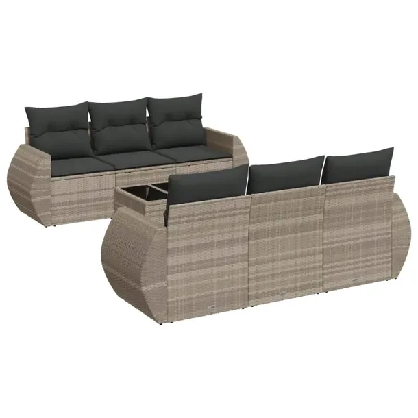 Zestaw mebli ogrodowych modułowych jasnoszary rattan PE 55x62x69 cm