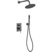 Zestawy prysznicowe - Besco Decco II zestaw prysznicowy podtynkowy z deszczownicą grafit BP-DIII-GR - miniaturka - grafika 1