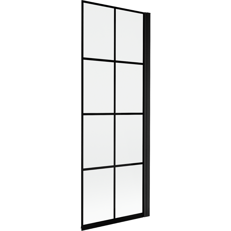 Mexen Mist parawan nawannowy 1-skrzydłowy prawy 70 x 150 cm, czarna kratka, czarny - 8A9-070-001-70-77-P