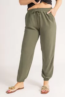 Spodnie damskie - Khaki Spodnie alladynki TUGERO - Tono - grafika 1