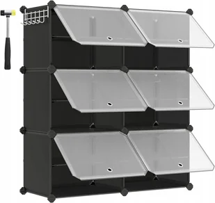 Songmics LPC033B01 Szafka na buty pudełka modułowe 124 x 94 x 32 cm czarna - Szafki na buty - miniaturka - grafika 1