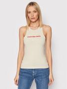 Koszulki i topy damskie - Calvin Klein Jeans Top J20J218253 Beżowy Slim Fit - miniaturka - grafika 1