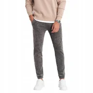 Spodnie męskie - Spodnie męskie marmurkowe jeansowe JOGGERY szare V3 OM-PADJ-0133 L - miniaturka - grafika 1