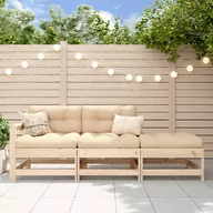 Sofy ogrodowe - vidaXL 3-cz. zestaw wypoczynkowy do ogrodu, poduszki, lite drewno - miniaturka - grafika 1