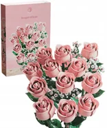 KLOCKI ZESTAW BUKIET KWIATÓW RÓŻOWE Róże 968 szt PINK PREZENT