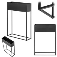 Donice - Kwietnik szeroki z doniczką 60x90 cm, donica na kwiaty, kwietnik stalowy, czarny - miniaturka - grafika 1