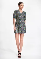 Sukienki - Krótka sukienka na lato w kolorowe kwiaty - rozmiar L - miniaturka - grafika 1