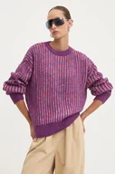 Swetry damskie - Desigual sweter WHITEHORSE damski kolor fioletowy ciepły 24WWJF34 - miniaturka - grafika 1
