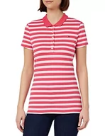 Koszulki i topy damskie - Tommy Hilfiger Damska koszulka polo z krótkim rękawem, wąska koszulka polo w paski, Pink Splendor/biały, L - miniaturka - grafika 1