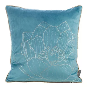 Euro Firany Poszewka Eurofirany VELVET LOTOS8 TURKUS + ZŁOTY 45x45 1217173 - Poszewki na poduszki - miniaturka - grafika 1