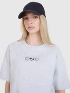 Koszulki i topy damskie - 4F T-shirt damski oversize z nadrukiem 4FRSS25TTSHF2873-27M Szary Roz. XS - miniaturka - grafika 1