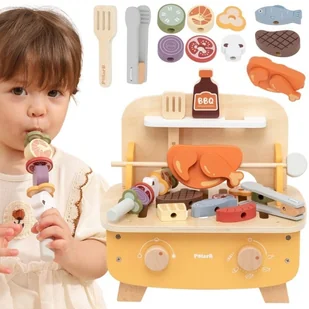 VIGA Drewniany Zestaw do Grillowania BBQ Grill - Zabawki AGD - miniaturka - grafika 1