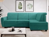 Narożniki - Komfortowy narożnik prawostronny MILO z funkcją spania turkusowy. - miniaturka - grafika 1