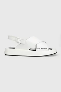 Sandały damskie - Love Moschino sandały skórzane damskie kolor biały JA16263G0GIE110A - grafika 1