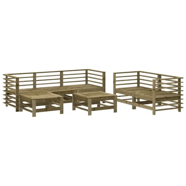 Drewniany zestaw wypoczynkowy 4 sofy narożne, 1 sofa środkowa, 2 podnóż