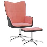 Fotele - vidaXL Fotel z podnóżkiem różowy aksamit i PVC 327868 - miniaturka - grafika 1