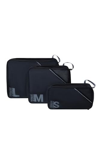 American Tourister Zestaw Kostek Pakujacych 3 Sztuki - Organizer do Walizki na Wakacje, Organizer Bagazu do Walizki, Bagazu Podrecznego i Plecaka, Czarny/Szary