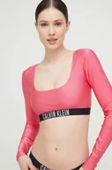 Stroje kąpielowe - Calvin Klein top kąpielowy kolor fioletowy miękka miseczka - miniaturka - grafika 1