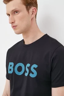 Koszulki męskie - Hugo Boss t-shirt bawełniany CASUAL kolor czarny z nadrukiem - - grafika 1