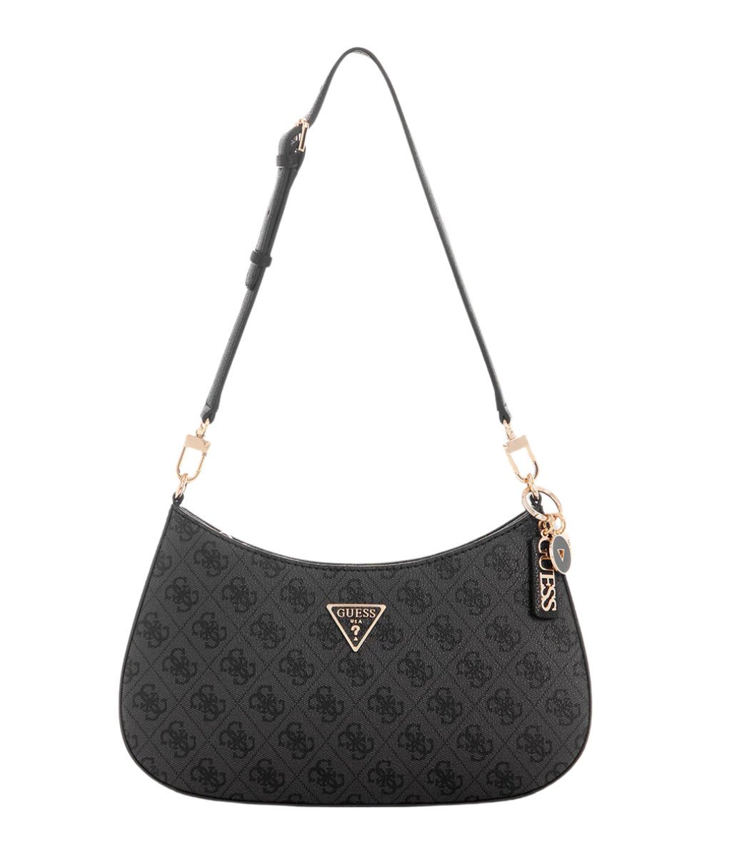 GUESS Czarna listonoszka damska w monogram Noelle II Top Zip Shoulder Bag
