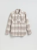 Koszule męskie - Reserved - Koszula z imitacji zamszu regular fit - beżowy - miniaturka - grafika 1