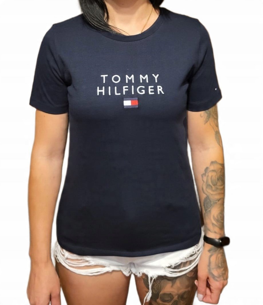 T-Shirt damski C-neck Tommy Hilfiger Stacked flag r. XS