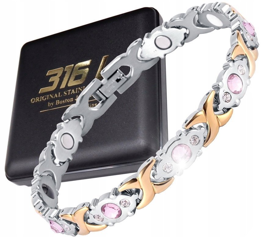 ZDROWOTNA BRANSOLETKA DAMSKA MAGNETYCZNA MOCNA PRAWDZIWA STAL CHIRURGICZNA