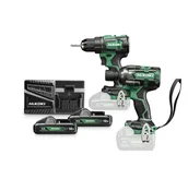 Zestawy elektronarzędzi - Hikoki KC18DE WLZ akumulatorowy 2-narzędziowy zestaw 18V 2x4,0Ah Li-Ion (DS18DE+WR18DH) w walizce HitSystem - miniaturka - grafika 1