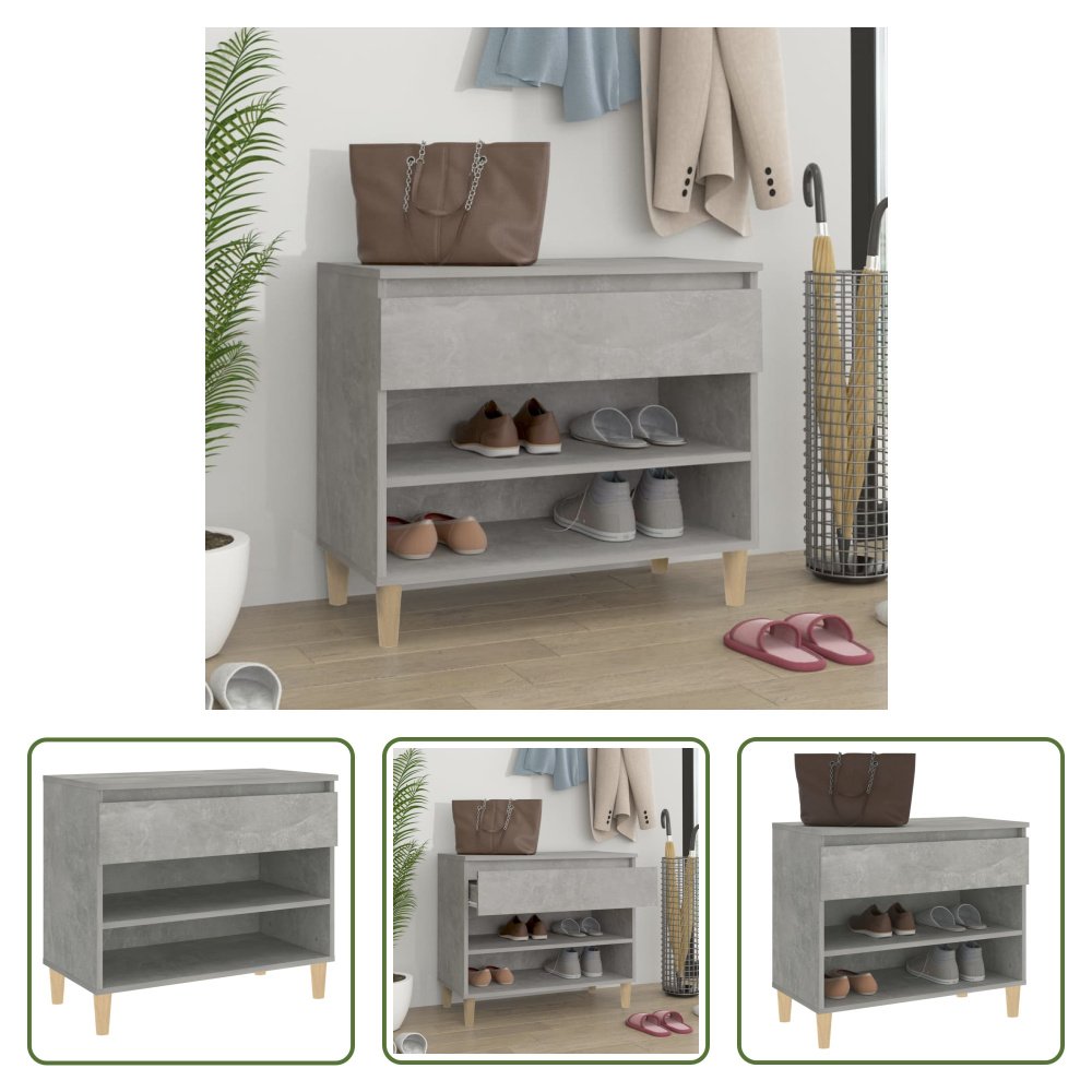 Stojak na buty Living Store betonowy szary 70x36x60 cm materiał drewnopochodny