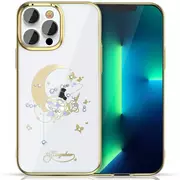 Etui i futerały do telefonów - Kingxbar Moon Series luksusowe etui z Kryształami Swarovskiego na iPhone 13 Pro złoty (Flower) - miniaturka - grafika 1