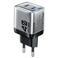 Pozostałe akcesoria do telefonów - WEKOME WP-U02 Mecha Series - Ładowarka sieciowa 2x USB-C Super Fast Charger GaN 40W (Srebrny) - miniaturka - grafika 1