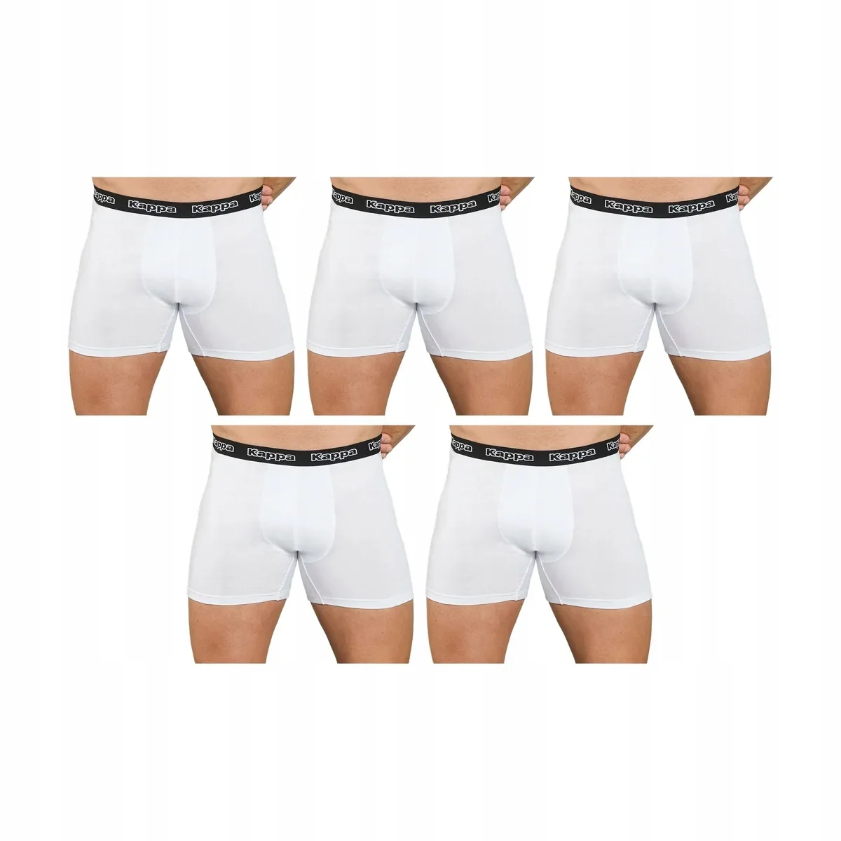 5-PAK Bokserki męskie bawełniane Kappa z logo białe nogawka 2XL