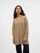 Swetry damskie - Vero Moda Sweter w kolorze beżowym - miniaturka - grafika 1