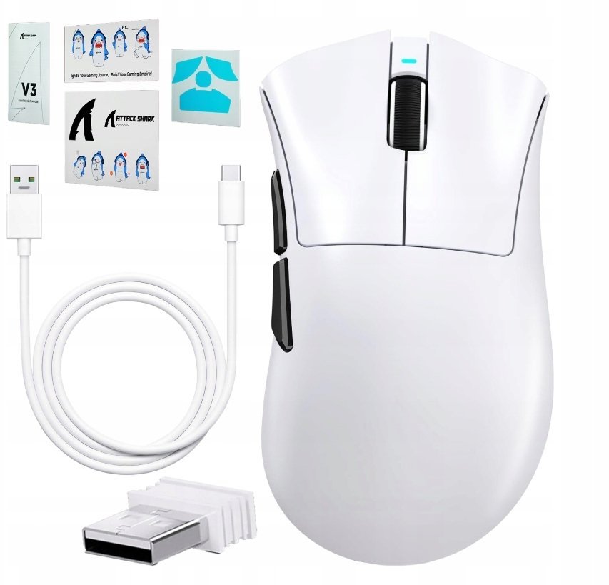 Attack Shark V3 biała 25000 DPI bezprzewodowa