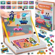Układanki dla dzieci - Ricokids, Książka magnetyczna edukacyjna pudełko puzzle układanka Pojazdy - miniaturka - grafika 1