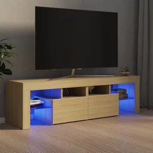 vidaXL Lumarko Szafka TV z oświetleniem LED, dąb sonoma, 140x35x40 cm 804367 - Szafki RTV - miniaturka - grafika 1