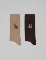 Skarpetki męskie - skarpety christmas 2-pack beżowe brązowe - miniaturka - grafika 1